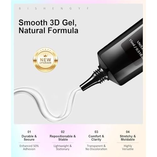 3D Nail Gel Art BISHENGYF - Rose Gold Chrome Nail Powder 15g 3D Nail Gel with Laser White Nail Powder Non-Sticky Clear 3D Sculpting for Art Home DIY