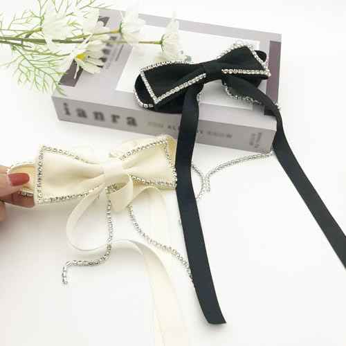Big Hair Bows Hair Clips Barrettes for Women, Rhinestone Tassel Hair Clip French Design Barrettes Fashion Hair Styling Accessories for Women Girls