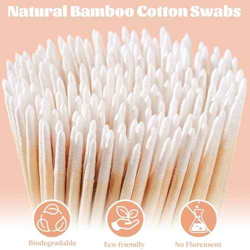 1200PCS Precision Pointed Tips Cotton Swab, 4 inch Microblading Cotton Swabs with Wooden Sticks, Cotton Sticks Applicator for Nail Polish Cleaning, Correcting Makeup Mistakes, Eyebrow, Tattoo,Beauty