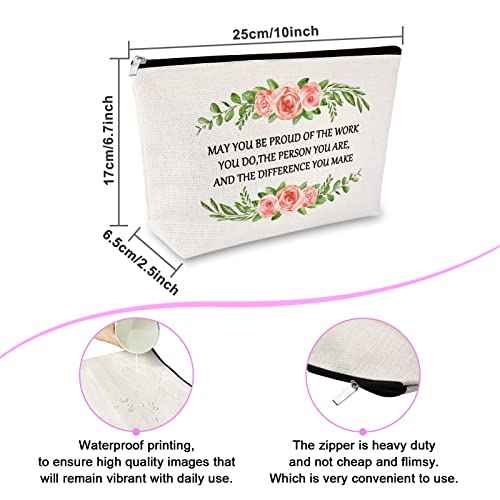 Sfodiary Thank You Gift Makeup Bag for Team Leader Coworker Inspirational Appreciation Gift for Employee Boss Teacher Cosmetic Bag Going Away Retirement Gift for Friends Social Worker Travel Pouch