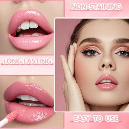 Eakroo 6 Colors Peach Lip Stain Set, Korean Lip Gloss Mini Liquid Lip Tint, Lipstick for Women, Liquid Blush, Lip Plumper, Lip Stain Long Lasting Waterproof, High Pigment, Vivid Color, Cute Stuff