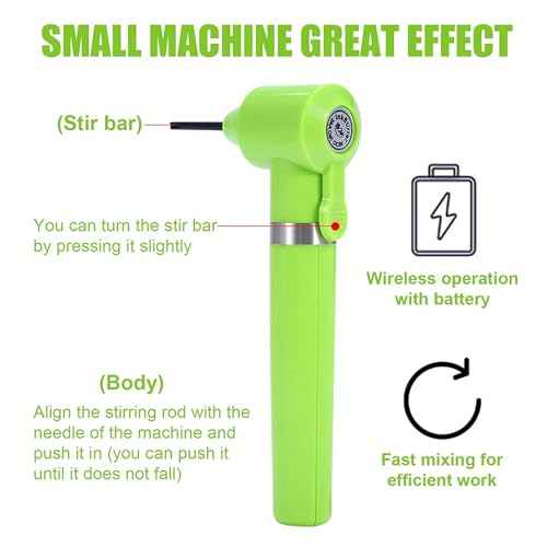 Tattoo Ink Mixer Pigment Makeup Electric Eyebrow Nail Color Supply Tool Agitator Machine 100 Mixing Sticks Set-Green