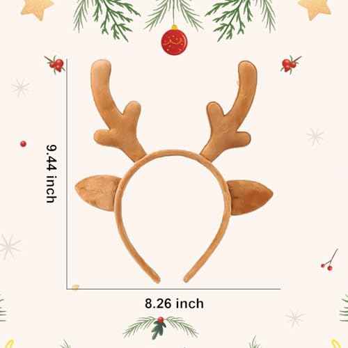 Christmas Reindeer Antlers, Cute Fluffy Deer Antlers Hair Accessories for Women Girls, Christmas Holiday Cosplay Costume Party