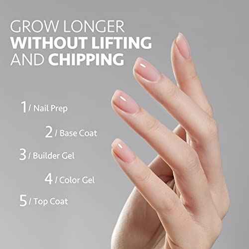 GAOY Clear Builder Gel for Nails, 16ml Nail Strengthener in a Bottle, Nail Extension Hard Gel, Soak Off Long Lasting UV Light Cure, Base Coat Top Coat Needed