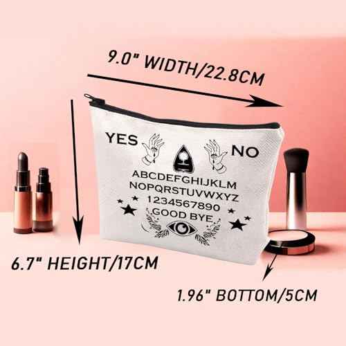 JYTAPP Makeup Bag Board Planchette Canvas Cosmetic Bag Spirit Board Art Zipper Pouch Spirit Board Witchcraft Occult Gift (beige 2)