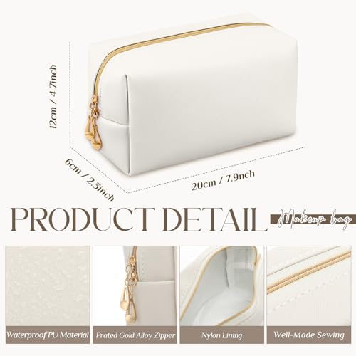 Kigeli 20 Pcs Small Makeup Bag Bulk PU Leather Cosmetic Bags with Zipper Preppy Makeup Pouch Toiletry Bag for Women Wedding Bachelorette Party Gift Travel Storage Organizer(White)