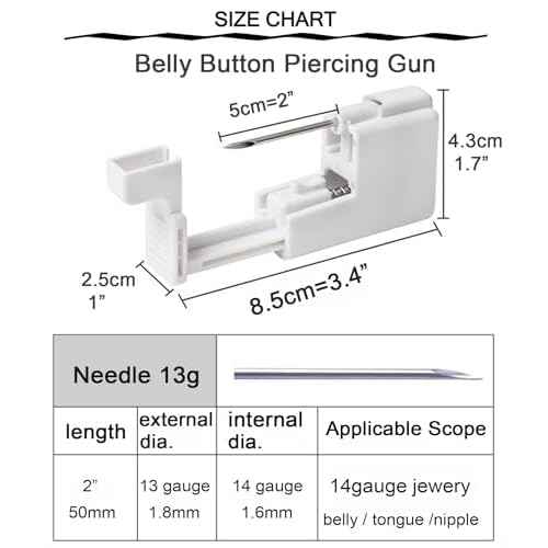 QWALIT Belly Button Piercing Gun Kit - Silver Navel Piercing Gun