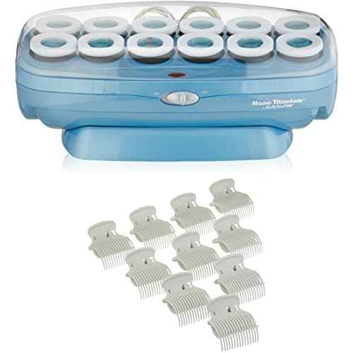BabylissPRO Nano Titanium Professional 12 Count Jumbo Hot Rollers and 10 Clips Bundles