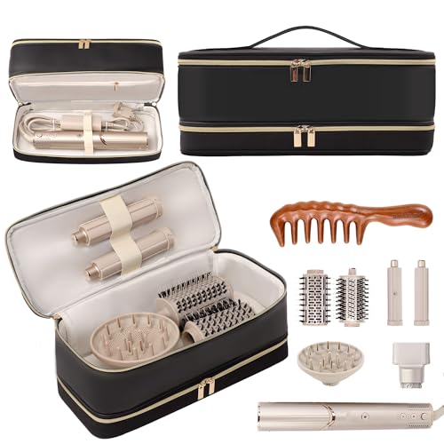 Travel Carrying Case for Dyson Shark Flexstyle Revlon Hair Dryer Airwrap, Double-Layer Dyson Airwrap Travel Case Shark Hair Tools Storage Bag for Airwrap Styler and Attachments, Black