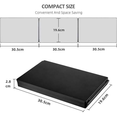 3 Way Mirror-360 Mirror for Self Hair Cutting, Adjustable & Foldable Trifold Barber Mirror with Telescoping Hooks, Barber Accessories for Men Shaving DIY Haircut Women Dyeing Makeup(Black Without LED)