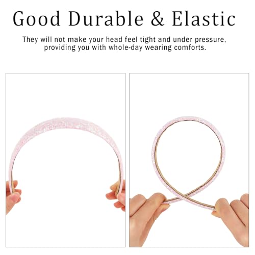 Girls Headbands, 3PCS Headbands for Girls Women Glitter Pink Blue White Headband Sparkly Sequin Headband Hair Accessories