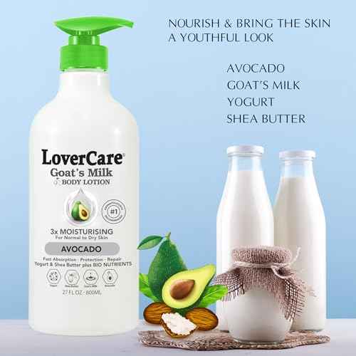 Lovercare Goat Milk Body Lotion for Dry Skin 27.05 oz Avocado (800ml) - Single¡¦