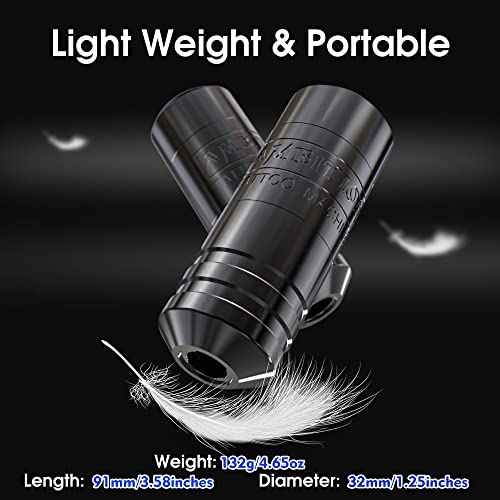 Ambition Torped 32mm Rotary Tattoo Machine Short Pen with Brushless Motor Professional Cartridges Tattoo Gun with RCA Cord for Tattoo Artists