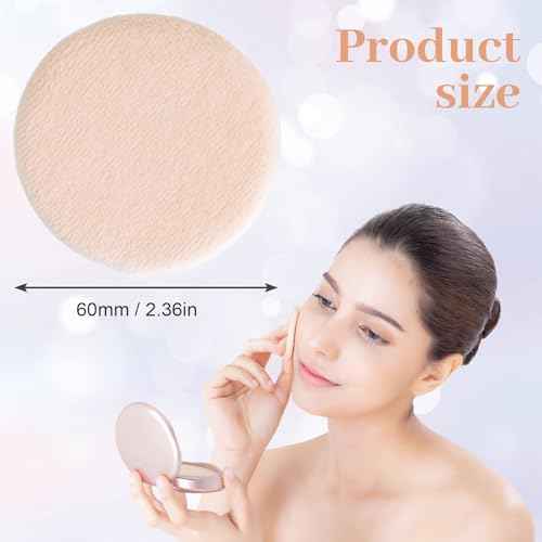 25 Pack 60mm Round Powder Puffs for Foundation Makeup Applicators, Soft Cotton Skin-Friendly Face Powder Sponge Velour Velet Puffs Pads for Cream Cosmetics