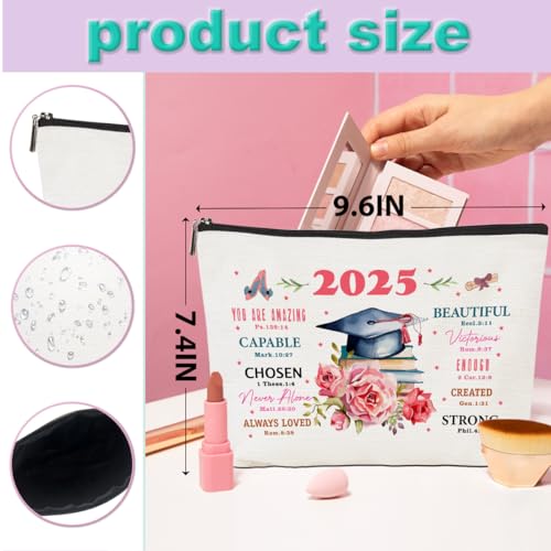 Graduation Gifts Graduation 2025 Inspirational Makeup Bag Religious Cosmetic Bag Toiletry Bag Zipper Pouch Christian Gifts for Women Female Her Masters PHD Degree College University Senior