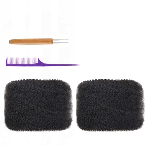¡°Afro Kinky Curly Bulk Human Hair 16 Inch, 100 g (2 ¡¿ 50 g Bundles)100% Human Hair for Loc Extensions, Braiding, Mini Twists, Crochet & Loc Repair, #1B Natural Black, with Hook & Comb¡±