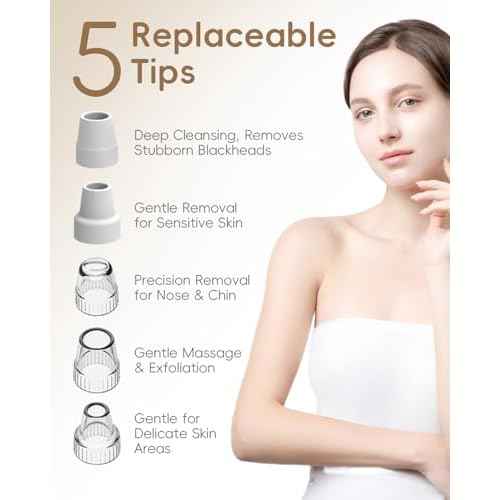 Facial Pore Blackhead Remover Vacuum - Fore Cleaner and Blackhead Extractor with 3 Adjustable Suction Levels - 5 Probes - Pore Vacuum Kit for Women&Men (White)