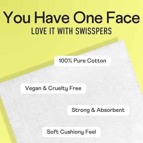 Swisspers Refresh and Reset Facial Cleansing Cotton Pads - 100% Natural Fiber, Ultra-Soft Beauty Essentials for Women & Men - Cruelty-Free, Paraben-Free Skincare Application Squares (50 Count) 3 Pack