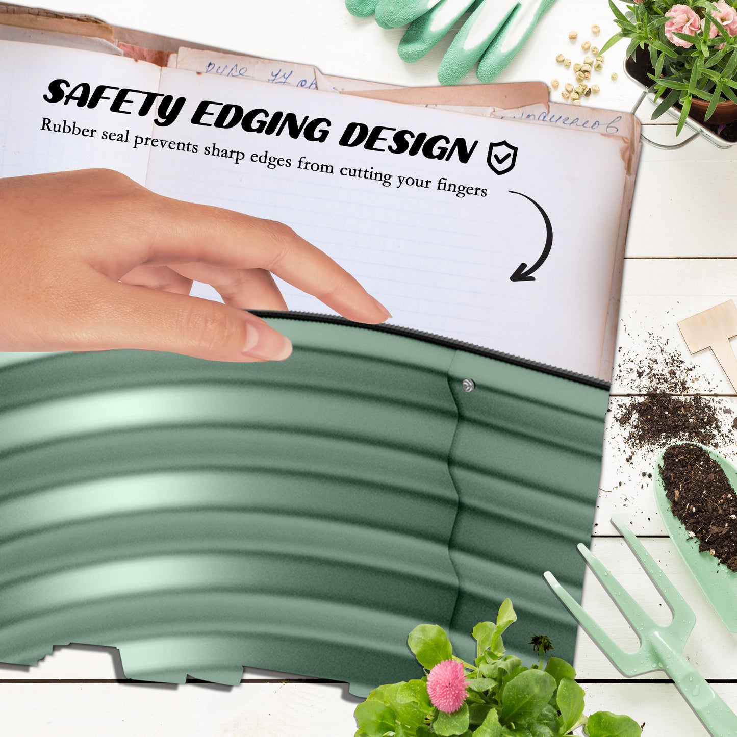 Galvanized Raised Garden Bed Kit - Eco-Friendly Metal Planter Box, Green, 76.75 x 24.5 x 11.75 Inches