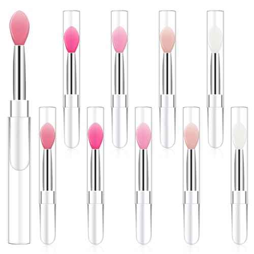 10Pcs Lip Brush Silicone Lip Brushes Tool Lipstick Applicator Brushes with Caps for Makeup Beauty Brushes, Lip Mask Applicator,Eyeshadow Lip Brush for Applying Mask Oil, Lipstick Lip Gloss