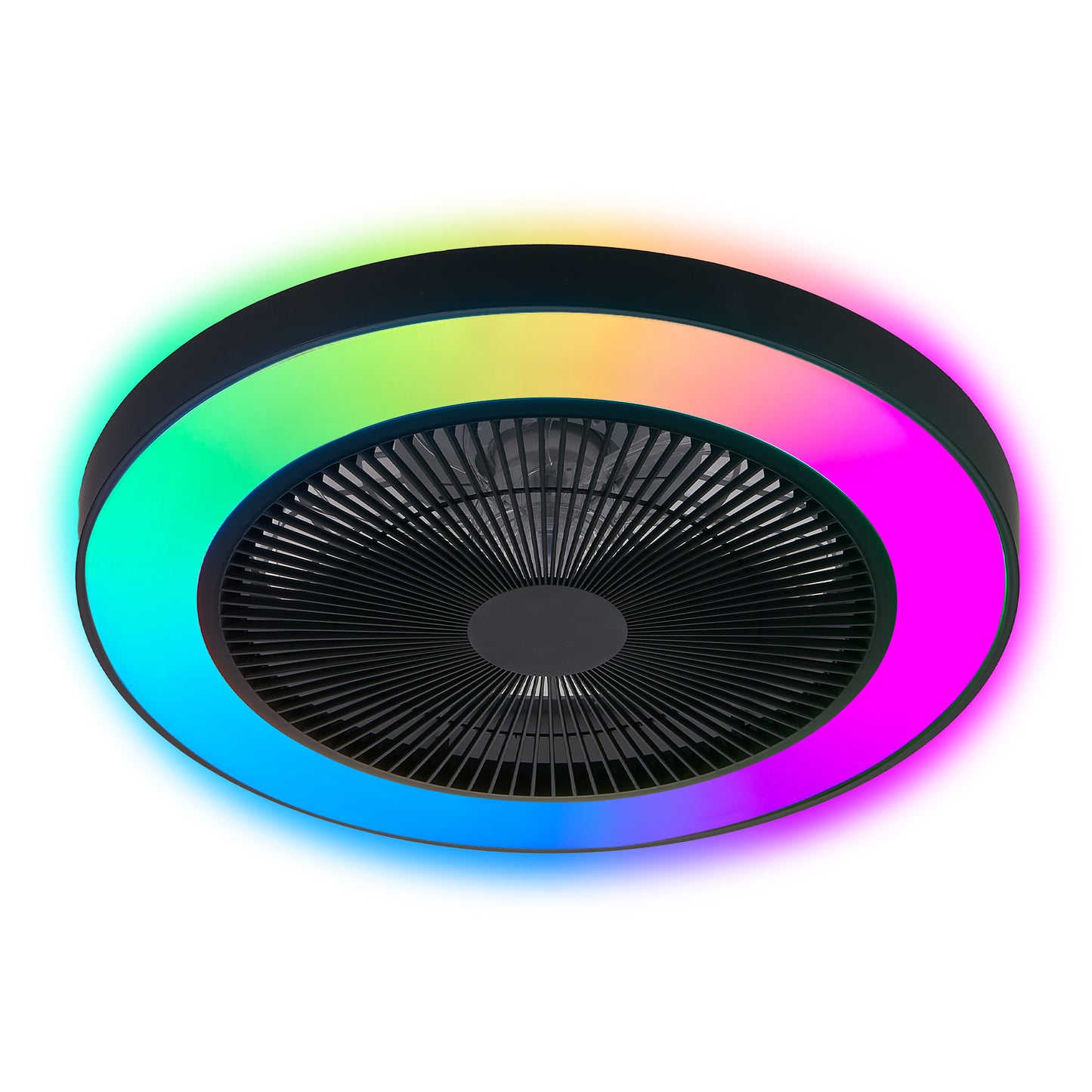 19-Inch Black Ceiling Fan Light with RGB LED & Remote Control