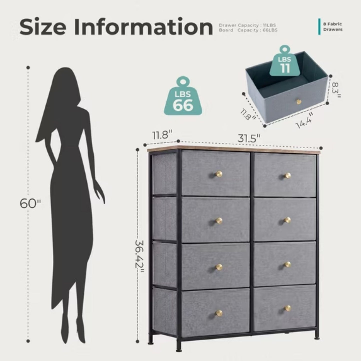 Fabric Dresser - Versatile Chest of Drawers for Bedroom & Entryway