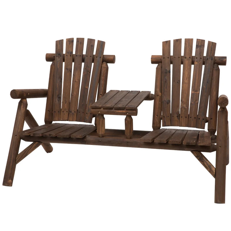 Adirondack Outdoor Patio Chair Bench with Coffee Table - Carbonized