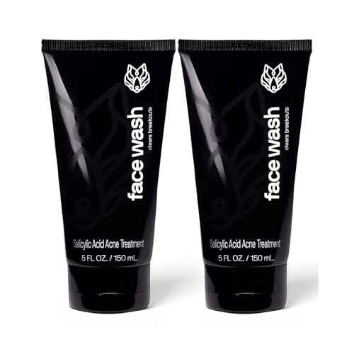 Black Wolf Men¡¯s Charcoal Powder Face Wash - 5 Fl Oz, 2 Pack - Facial Cleanser Removes Unwanted Impurities from Your Skin & Soothes Irritation