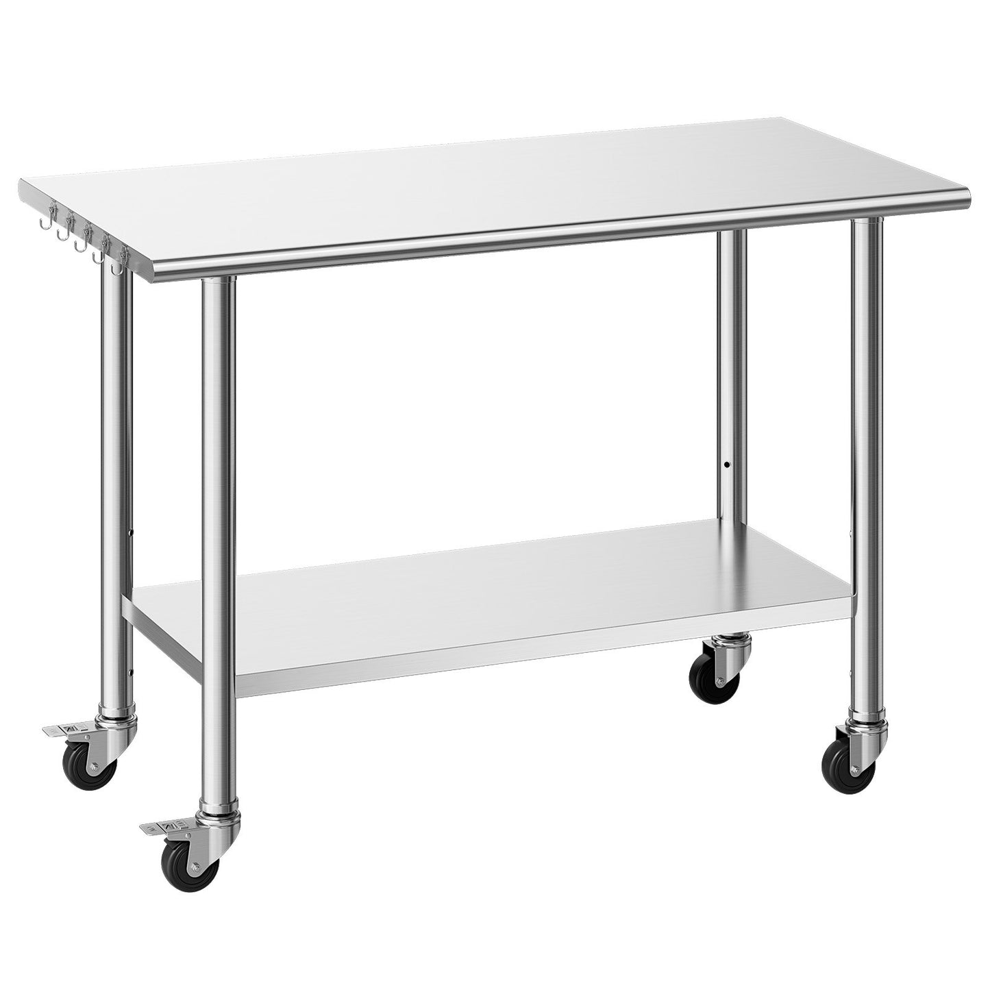 Stainless Steel Work Table 24x48 Inch Food Prep Station with Wheels and Adjustable Shelf