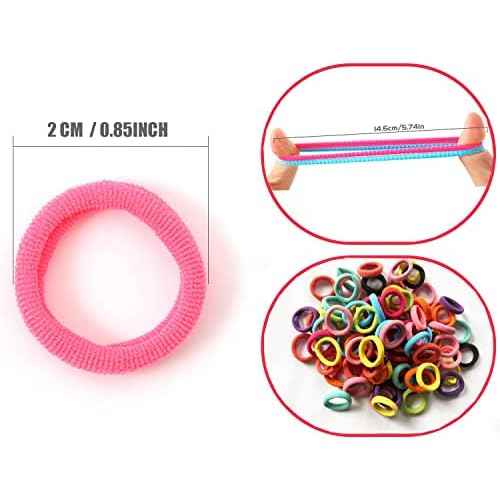 100 Pcs Baby Hair Ties, Seamless Cotton Toddler Hair Ties for Girls and Kids, Multicolor Small Soft Hair Elastics Ponytail Holders(10Colors)