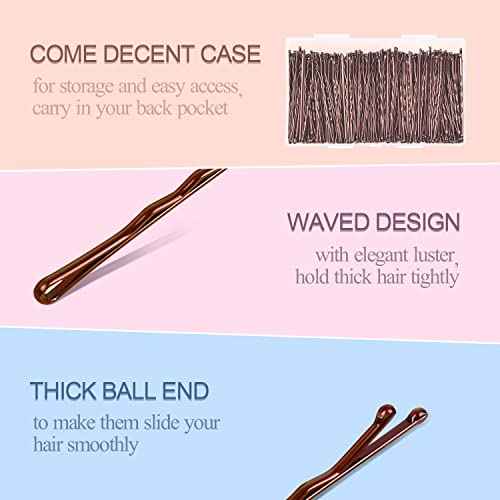MORGLES Bobby Pins Brown, 240 Pcs Hair Pins for Women 2.2 Inches, Hair Accessories with Box