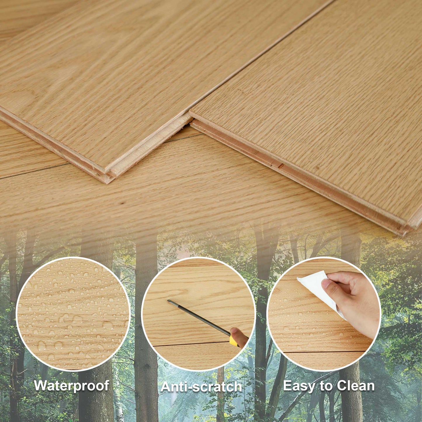 Tongue and Groove Engineered Hardwood Flooring - Natural Wood, 21.49 sq. ft. - 10-Pack