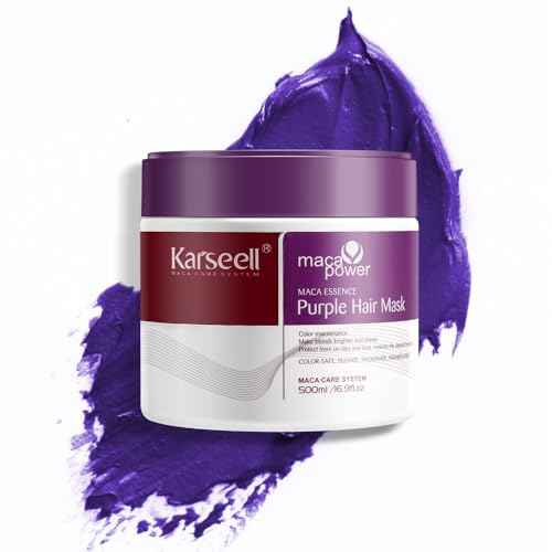 Karseell For Blonde Silver Gray Highlighted Hair Purple Hair Mask Professional Neutralizes Brass & Yellow Tones 16.90 oz 500ml