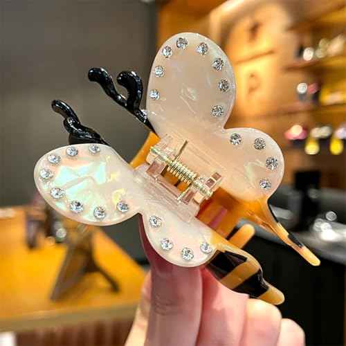 2pcs Cute Yellow Bee Hair Clips, Novelty Bumble Bee Claw Clips, Funny Acetate Bee Hair Accessories for Girls, 2.5 Inch Small Animal Hair Clips with Rhinestone Decoration