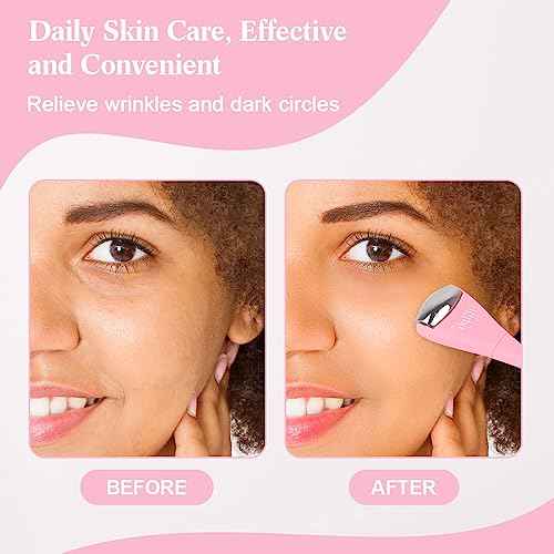 Hilph 2 Pack Mini Ice Roller for Face & Eyes, Portable Eye Roller Set with Stainless Steel and Silicone Head for Puffiness, Puffy Eyes, Facial Massage Tool, Self Care Gifts for Women, Pink