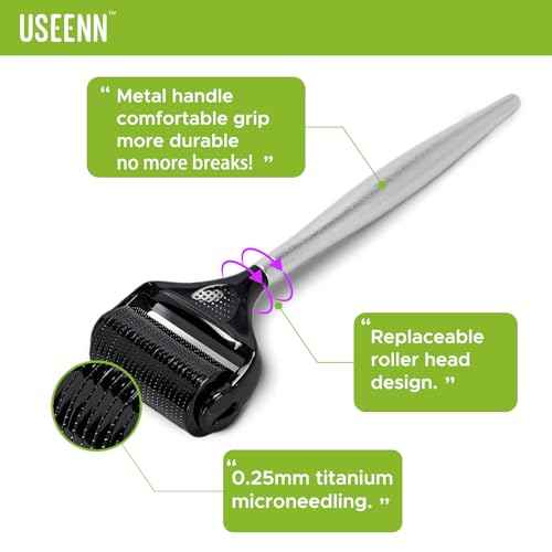 Ultra Wide Titanium Derma Roller for Face Hair Beard Scalp Skin Body Metal Handle 1200 Microneedling roller for Women and Men 0.25mm