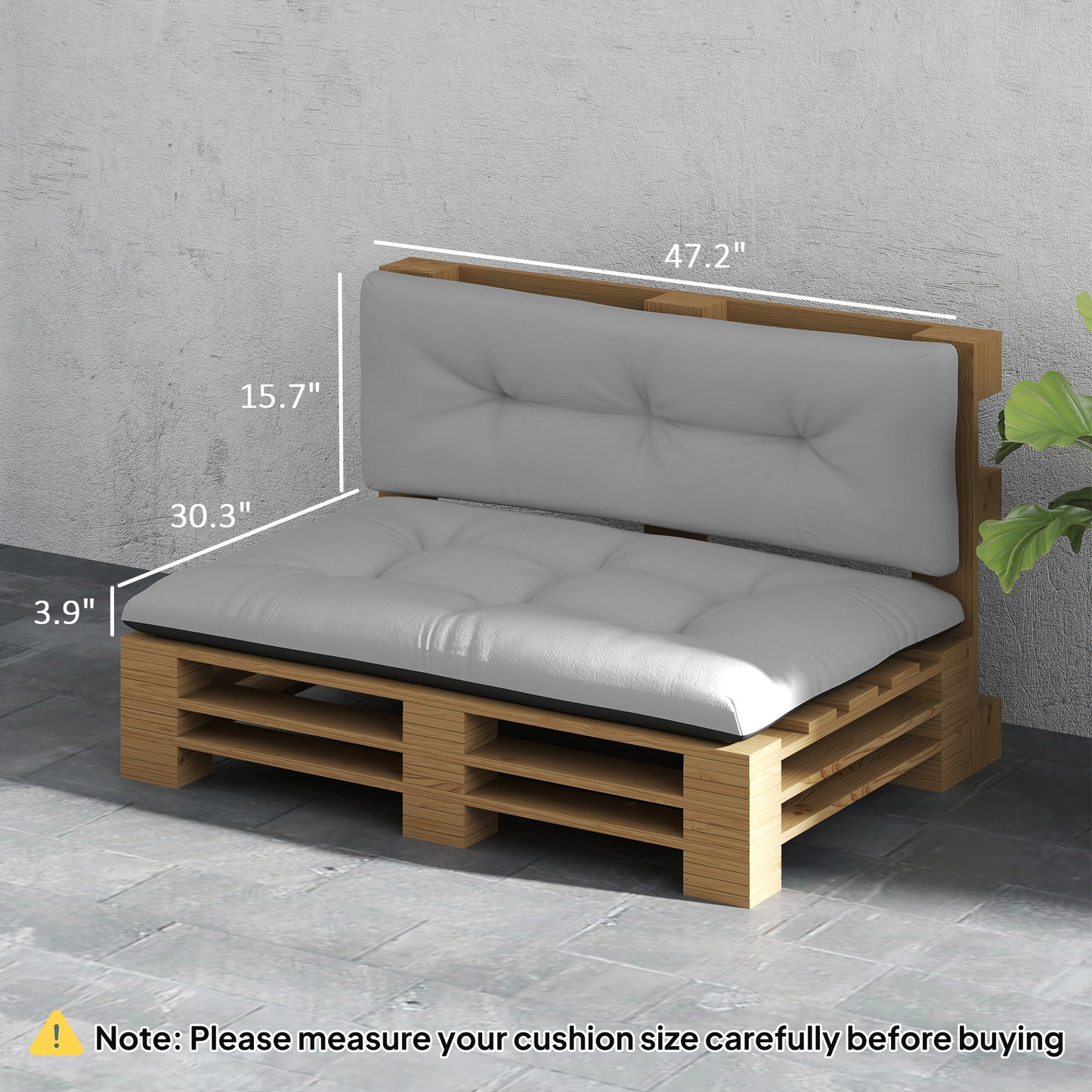 Outdoor 2-Seater Replacement Cushions - Tufted Design, Light Gray