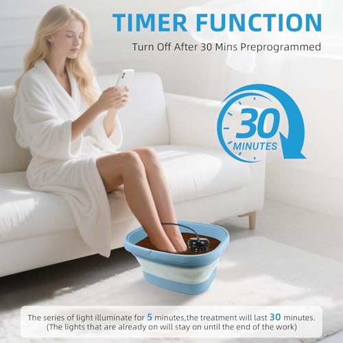 Ionic Foot Bath Detox Machine, Ionic Foot Spa to Remove Toxins with 2 Arrays, 80 Disposable Foot Bath Liners, Detoxification Sea Salt, Folding Bathtub, Gift for Women & Men
