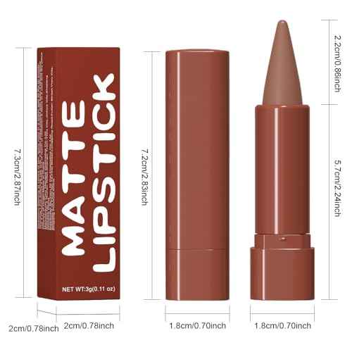 evpct 3Pcs Warm Brown Maroon Dark Wine Red Gradient Matte Lipstick Lip Liner Crayon Combo Pencil Set for Women Long Lasting, Cream Lip Liner and Lipstick Combo Makeup£¬Flawless Gradual Ombre Effect