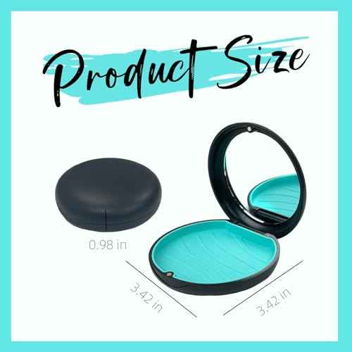 2 Pack Aligner Case with Mirror,Convenient Retainer Case for Invisalign Aligners, Night Guards, and Mouth Guards (1PC Black Cyan+1PC Black Purple)