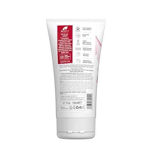 Dr. Organic Rose Otto Face Wash | Cleanses and Rejuvenates Skin, Promotes Radiance, Natural, Certified Organic, Paraben & SLS-Free, 150 mL / 5.1 fl oz