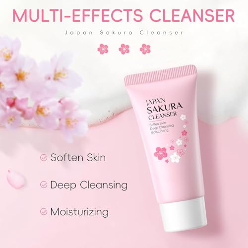 9PCS Japan Sakura Skin Care Set, Sakura Skin Care For Teens 10-12, Skincare For Girls 10-12, Teen Skin Care Kits For Girls Ages 11-14 With Toner,Cleanser,Eye Serum,Face Serum,Face Cream