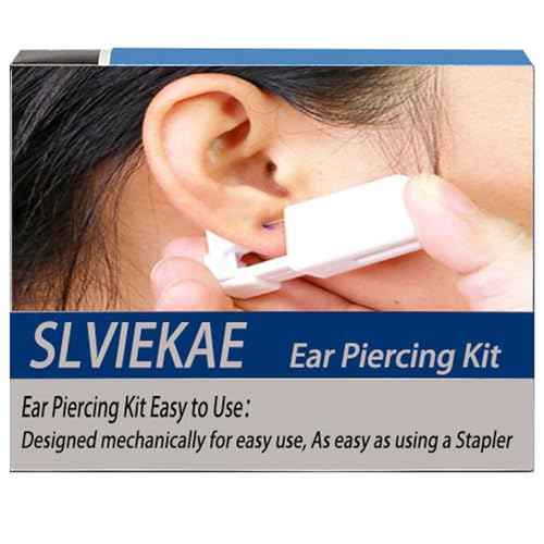 Ear Piercing Kit, Disposable Ear Piercing Gun Preloaded CZ Earring Studs, Body Piercing Kits for Your Own Use at Home (Silver)