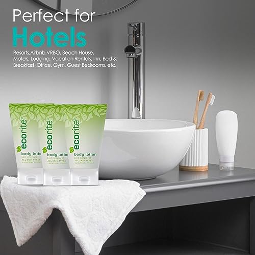 Ecorite Hand and Body Lotion with Cucumber-Melon Fragrance, Travel Size Hotel Amenities Biodegradable/Recyclable Tube, 1 fl oz/30 ml, Pack of 288