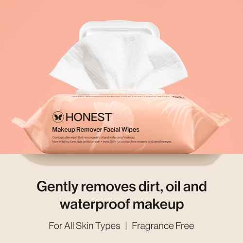 Honest Beauty Fragrance Free Cleansing Makeup Remover Facial Wipes | Plant Based, Hypoallergenic, Gentle for Sensitive Skin | 30 Count