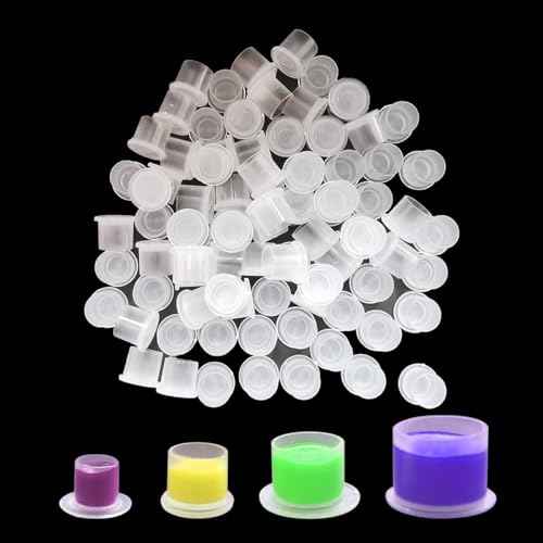 1000pcs Tattoo Ink Caps Professional Tattoo Ink Cups With Base, Caps Plastic Transparent Pigment Cups Caps Tattoo Supplies (11 * 10mm)