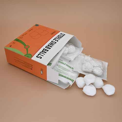 Sterile Cotton Balls for Medical Use, 100% Nonwoven Balls for Sensitive Skin, Sterile Individually Packaged, Size XL (16 Pack/Box)