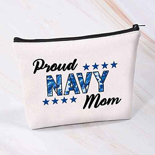 Proud Navy Mom Cosmetic Bag Navy Mom Gifts for Women Military Mom Gifts Navy Sailor Gifts Navy Deployment Gifts for Mom (Proud Navy Mom bag)