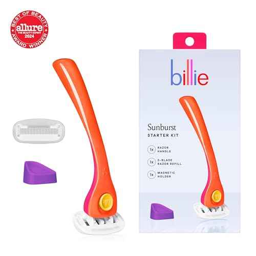Billie Razors for Women Shave Kit ? Women¡¯s Razor + 2 x 5-Blade Razor Refills + Magnetic Holder ? Sunburst