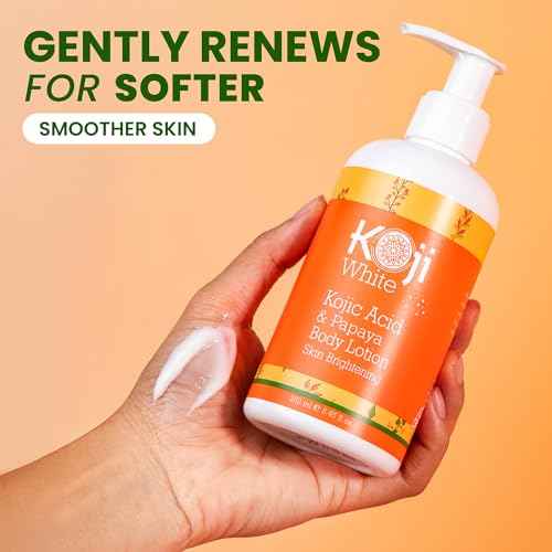 Koji White Kojic Acid & Papaya Body Lotion, Women Gift Sets for Exfoliating, Skin Brightening, Moisturizer, Radiance, Even Tone, Age Spots & Sun Damaged, Vegan, Paraben-Free, 8.45 Fl Oz (2 Bottles)